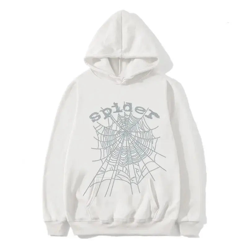 European American Singer Letter Spider Web Burned Ice Sweatshirt Men Women's Couple Spring Autumn Hooded Shirt Men's Wear Jacket